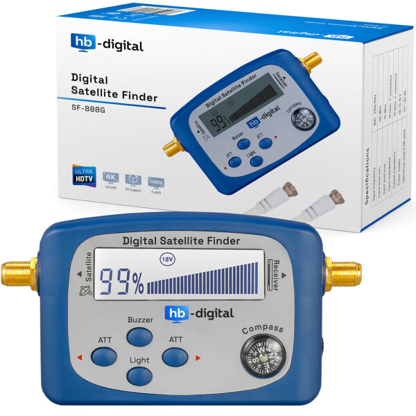 Satfinder Digital hb-digital SF-888G with LCD display built-in compass and sound blue