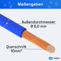 15m single core cable 10mm2 H07V-K blue 4