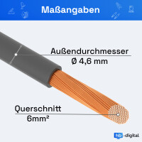 30m single core cable 6mm2 H07V-K grey 4