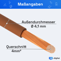 300m single core cable 4mm2 H07V-K brown 4