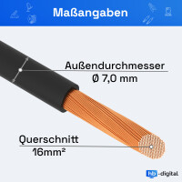 40m single core cable 16mm2 H07V-K black 4