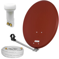 Sat Anlage 60cm aus Stahl Rot mit Twin LNB un