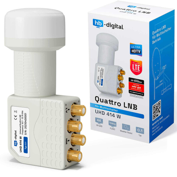 Quad LNB DUR-line Ultra 4 Teilnehmer LTE DECT-Filter HD TV 3D Quattro LNB Switch 