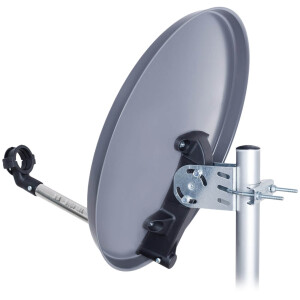 SET Satellite dish hb-digital 40cm steel anthracite + LNB + cable + F-connector + rubber grommets