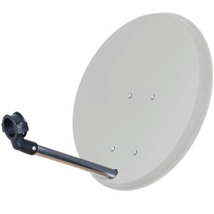 SET Satellitenschüssel hb-digital 40cm Stahl hellgrau + LNB + Kabel + F-Stecker + Gummitüllen
