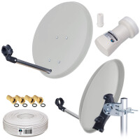 SET Satellitensch&uuml;ssel hb-digital 40cm Stahl HELLGRAU + LNB + Kabel + F-Stecker + Gummit&uuml;llen