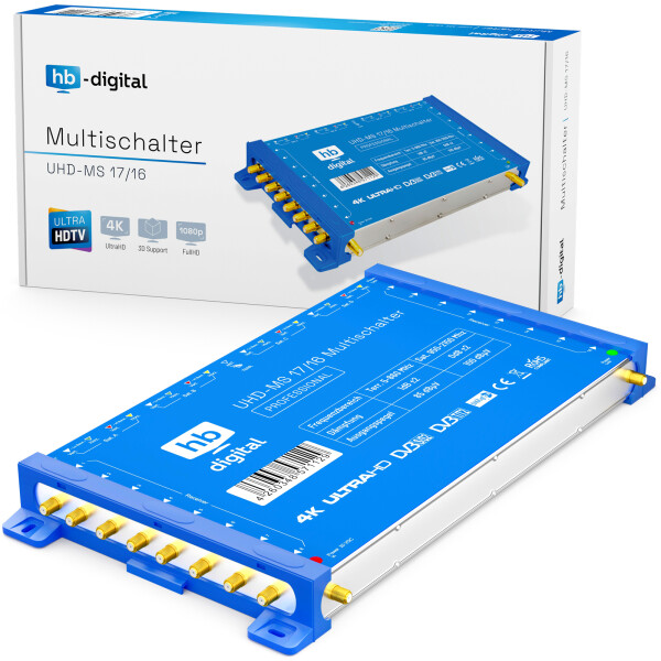 Multiswitch SAT hb-digital UHD-MS 17/16 up to 16 participants