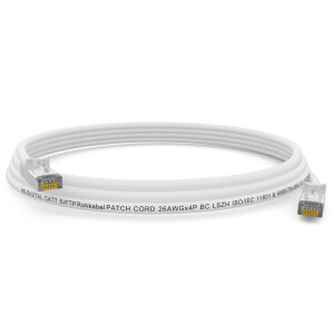 0,25m Patch cord CAT.7 raw cable RJ45 S/FTP PiMF LSZH AWG 26 halogen free white