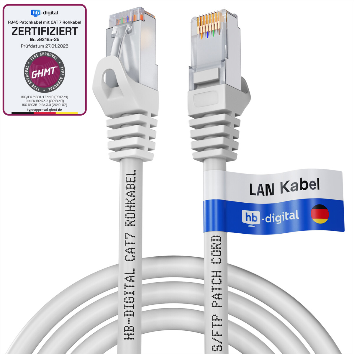 Patchkabel Rj45 Patchkabel Cat.7 RJ45 LAN Kabel 1,5m weiß | hb-digital.de, 2,69