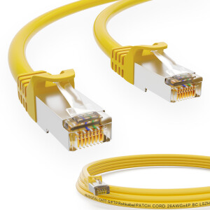 0,25m Patch cord CAT.7 raw cable RJ45 S/FTP PiMF LSZH AWG 26 halogen free yellow