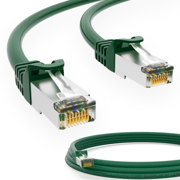 1m Patch cord CAT.7 raw cable RJ45 S/FTP PiMF LSZH AWG 26 halogen free green