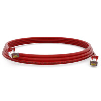 0,25m Patch cord CAT.7 raw cable RJ45 S/FTP PiMF LSZH AWG 26 halogen free red