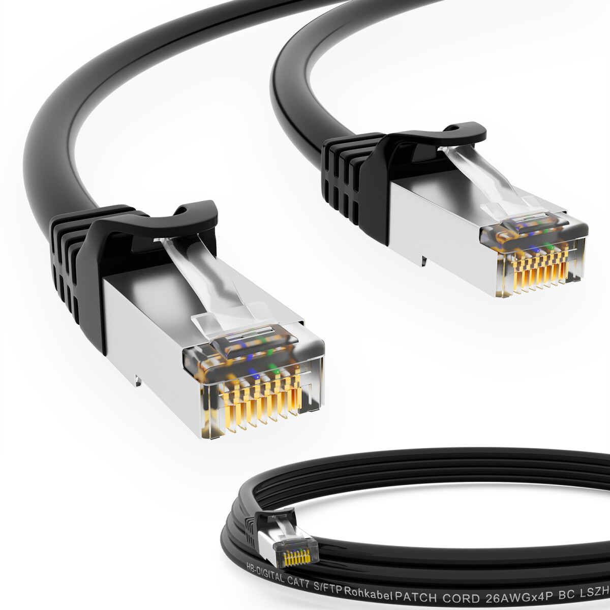 1m LAN cable cat 7 patch cable 10 Gbit/s S FTP black, 2,69 €