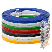 RJ45 Patchkabel CAT 6 LAN Kabel bis zu 1000Mbit/s, ohne Abschiermung U/UTP, PVC Mantel Flach