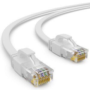 0,5m RJ45 Patchkabel CAT 6 LAN Kabel bis zu 1000Mbit/s, ohne Abschiermung U/UTP, PVC Mantel Flach weiß