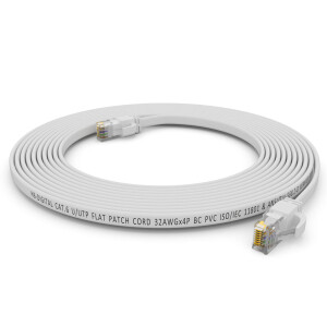 5m RJ45 Patch Cable CAT 6, up to 1000Mbit/s transmission speed, without shearing U/UTP, PVC Flat White