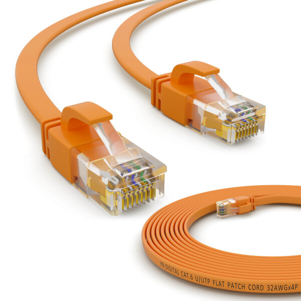 0,5m RJ45 Patchkabel CAT 6 LAN Kabel bis zu 1000Mbit/s, ohne Abschiermung U/UTP, PVC Mantel Flach gelb