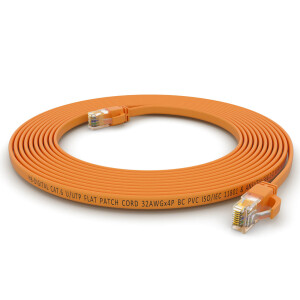 1m RJ45 Patch Cable CAT 6, up to 1000Mbit/s transmission speed, without shearing U/UTP, PVC Flat Yellow