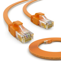 15m RJ45 Patchkabel CAT 6 LAN Kabel bis zu 1000Mbit/s, ohne Abschiermung U/UTP, PVC Mantel Flach gelb
