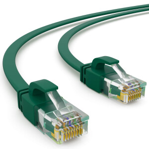0,25m RJ45 Patch Cable CAT 6, up to 1000Mbit/s transmission speed, without shearing U/UTP, PVC Flat Green