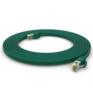 2m RJ45 Patch Cable CAT 6, up to 1000Mbit/s transmission speed, without shearing U/UTP, PVC Flat Green