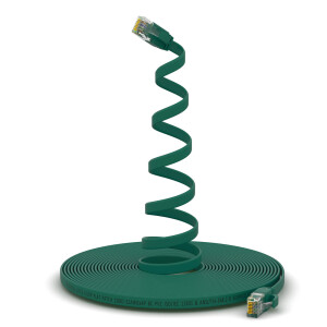 3m RJ45 Patch Cable CAT 6, up to 1000Mbit/s transmission speed, without shearing U/UTP, PVC Flat Green