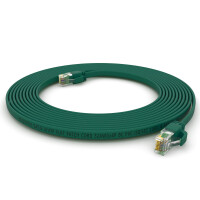 10m RJ45 Patch Cable CAT 6, up to 1000Mbit/s transmission speed, without shearing U/UTP, PVC Flat Green