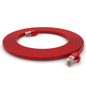 15m RJ45 Patch Cable CAT 6, up to 1000Mbit/s transmission speed, without shearing U/UTP, PVC Flat Red