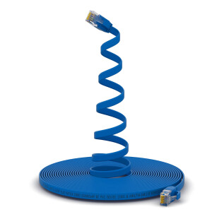 0,5m LAN Kabel CAT 6 Flach RJ45 Patchkabel U/UTP aus PVC blau