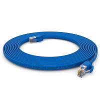 5m RJ45 Patch Cable CAT 6, up to 1000Mbit/s transmission speed, without shearing U/UTP, PVC Flat Blue