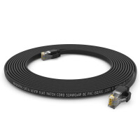 0,25m RJ45 Patch Cable CAT 6, up to 1000Mbit/s transmission speed, without shearing U/UTP, PVC Flat Black