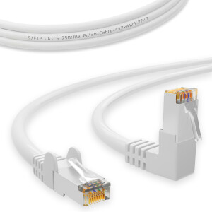 RJ45 Patch Cord CAT 6 with right-angle plug S/FTP PVC WHITE 0,25m