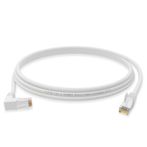 RJ45 Patch Cord CAT 6 with right-angle plug S/FTP PVC WHITE 0,25m