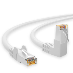 RJ45 Patch Cord CAT 6 with right-angle plug S/FTP PVC WHITE 3m