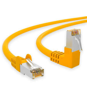 RJ45 Patch Cord CAT 6 with right-angle plug S/FTP PVC YELLOW 0,25m
