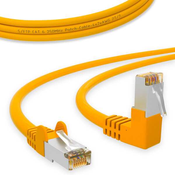 RJ45 Patch Cord CAT 6 with right-angle plug S/FTP PVC YELLOW 15m