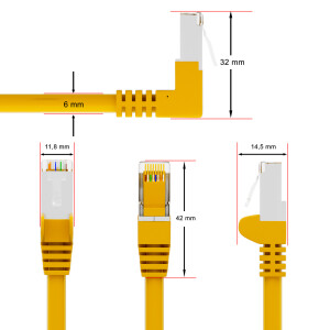 RJ45 Patch Cord CAT 6 with right-angle plug S/FTP PVC YELLOW 15m