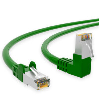 RJ45 Patch Cord CAT 6 with right-angle plug S/FTP PVC GREEN 0,25m