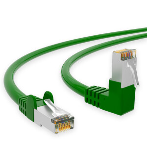 RJ45 Patch Cord CAT 6 with right-angle plug S/FTP PVC GREEN 0,5m
