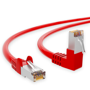RJ45 Patch Cord CAT 6 with right-angle plug S/FTP PVC RED 0,25m