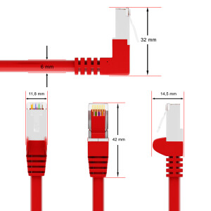 RJ45 Patch Cord CAT 6 with right-angle plug S/FTP PVC RED 15m