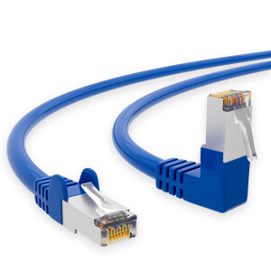 RJ45 Patch Cord CAT 6 with right-angle plug S/FTP PVC BLUE 1m