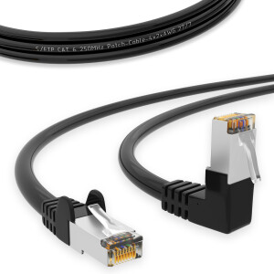 RJ45 Patch Cord CAT 6 with right-angle plug S/FTP PVC BLACK 0,25m