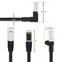 RJ45 Patch Cord CAT 6 with right-angle plug S/FTP PVC BLACK 0,25m