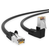 RJ45 Patch Cord CAT 6 with right-angle plug S/FTP PVC BLACK 0,5m