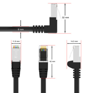 RJ45 Patch Cord CAT 6 with right-angle plug S/FTP PVC BLACK 1m