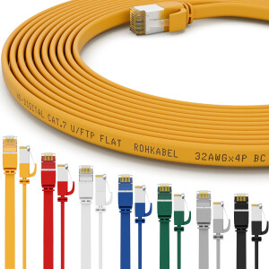 Flat cable CAT 7 raw cable patch cable RJ45 LAN cable flat copper up to 10 Gbit/s U/FTP PVC