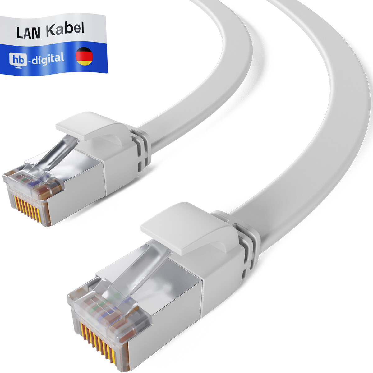 Network Kable Rj Câble Ethernet Cat 7 cable rj45 plat U/FTP PVC 0,25m blanc, 1,90