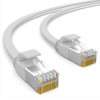 0,5m flat cable CAT 7 raw cable patch cable RJ45 LAN cable flat copper up to 10 Gbit/s U/FTP PVC white