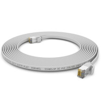 1m flat cable CAT 7 raw cable patch cable RJ45 LAN cable flat copper up to 10 Gbit/s U/FTP PVC white